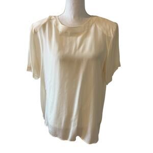 Anna and Frank Woman Silk Short Sleeve Shirt Cream 18